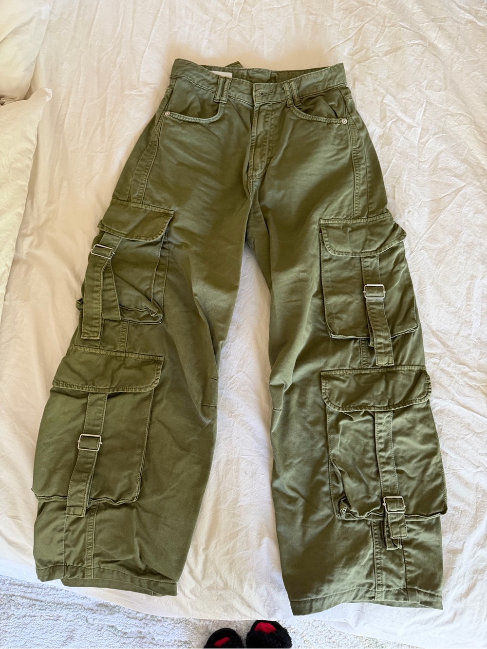 Zara Olive Cargo Utility Pants for women